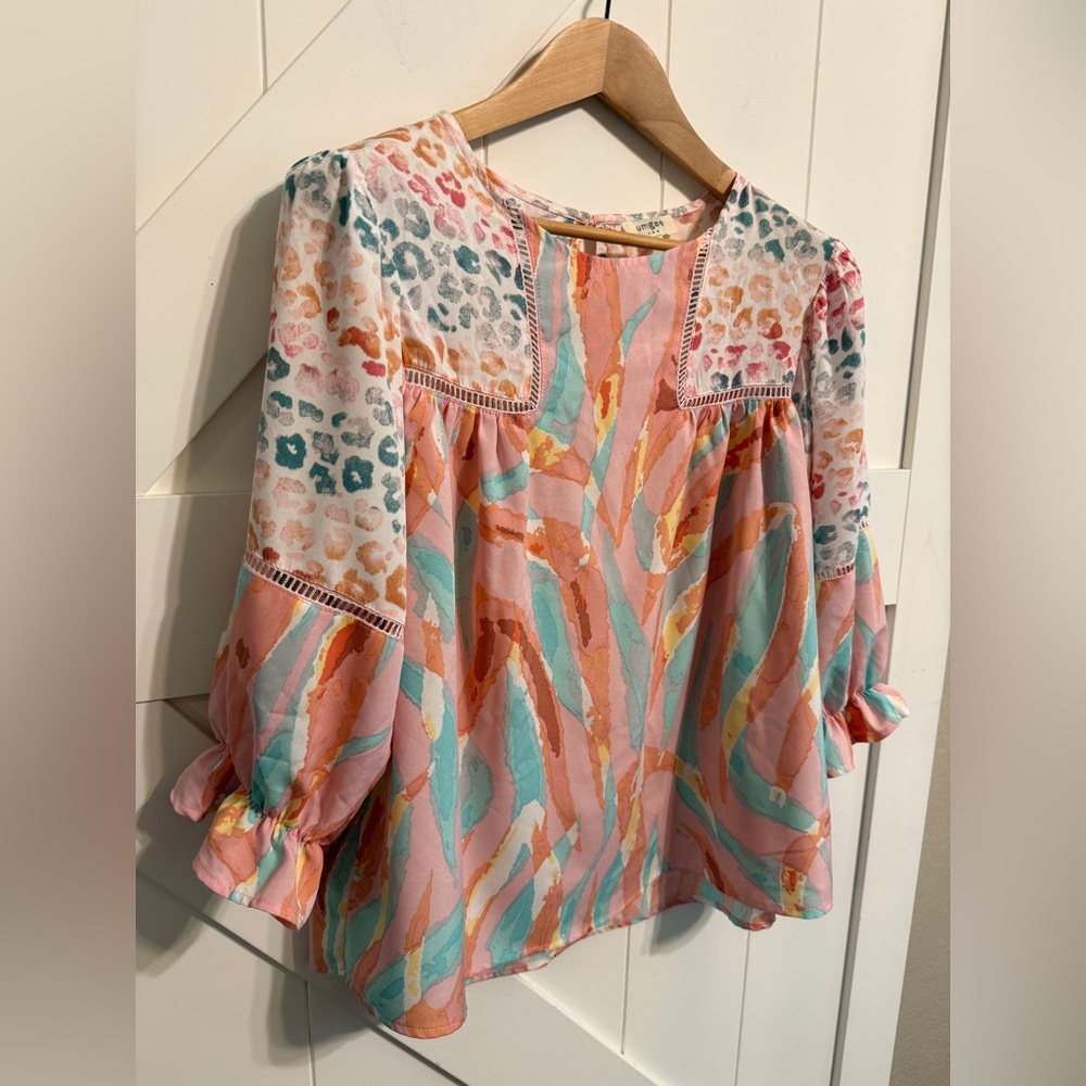 Umgee Multicolor Patterned Blouse Leopard Women’s… - image 3